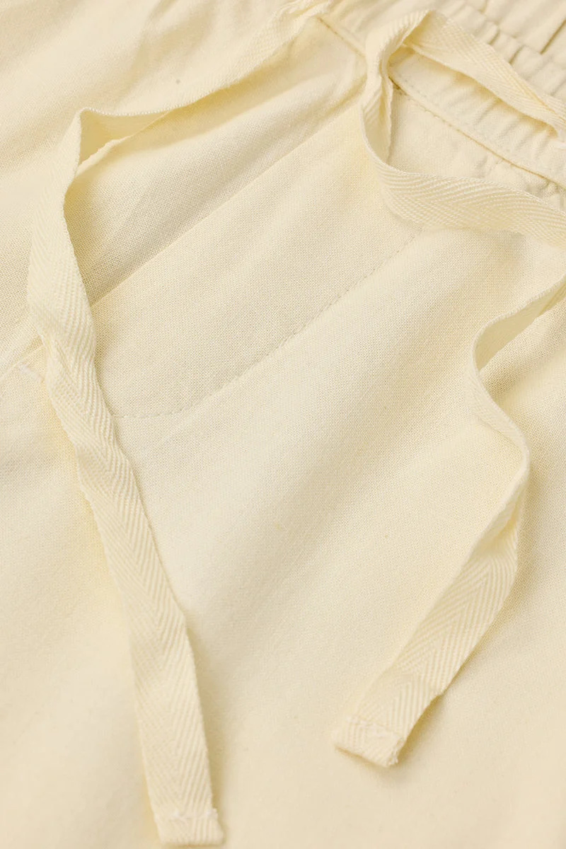 Snitch Cream Linen Blend Baggy Trousers for Men | Best Price UAE
